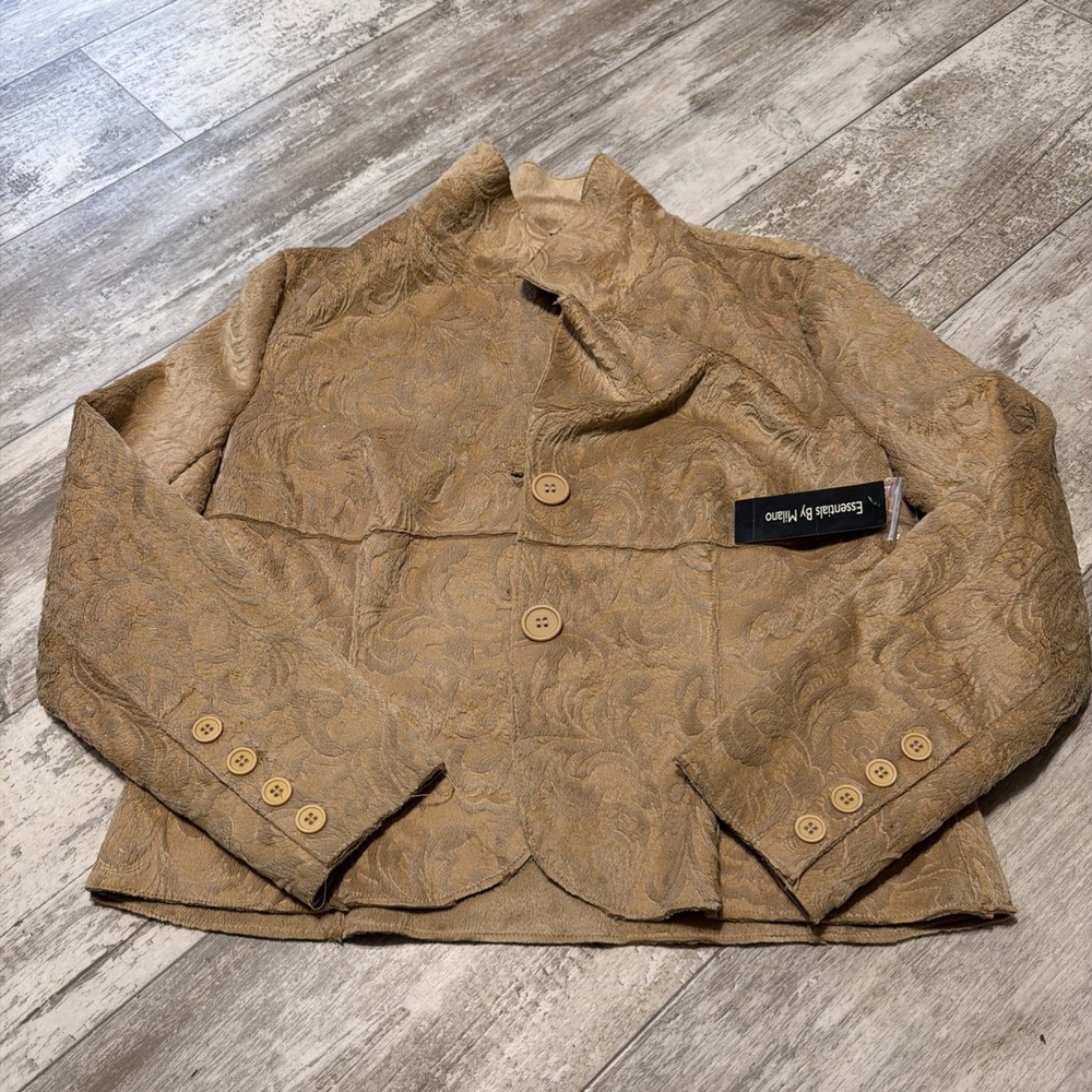 Essential By Milano Women Size L Faux Suede Embossed Paisley Jacket NWT